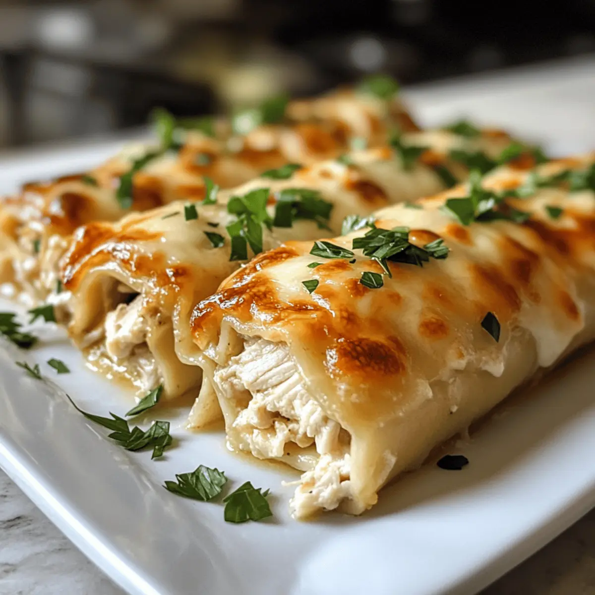 Chicken Alfredo Lasagna Rolls