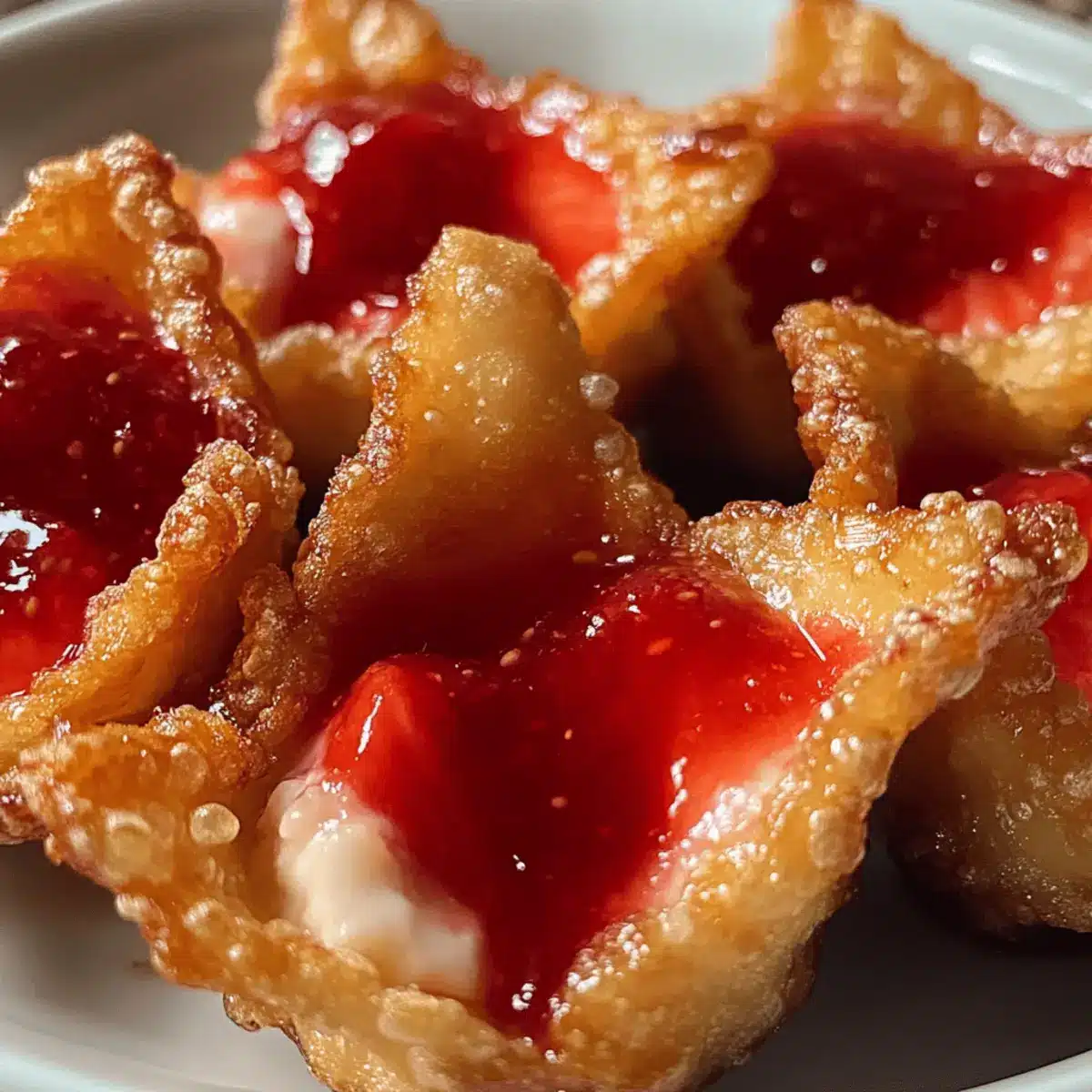 Strawberry Cheesecake Stuffed Wonton Bites