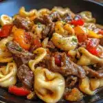 Cheesesteak Tortellini in Rich Provolone Sauce