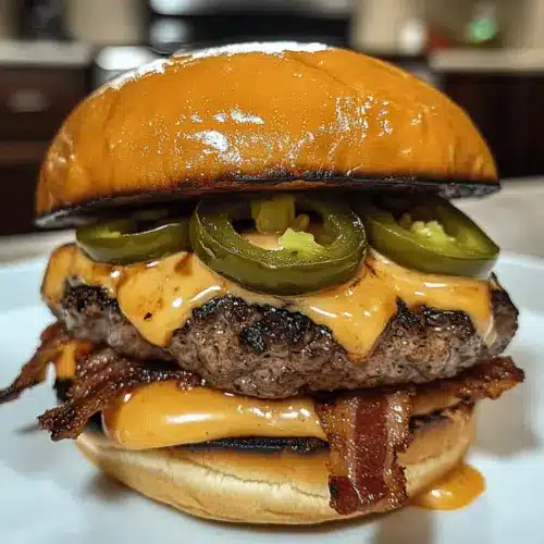 Smoked Cheddar Jalapeño Burgers with Crispy Bacon Burger Sauce