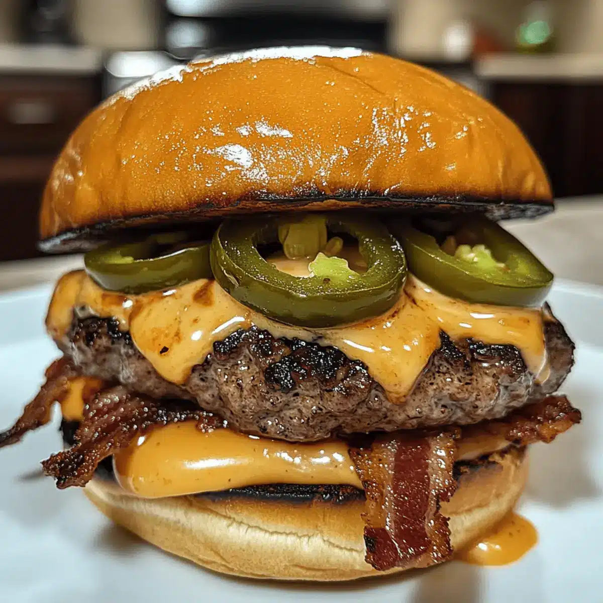 Smoked Cheddar Jalapeño Burgers with Crispy Bacon Burger Sauce