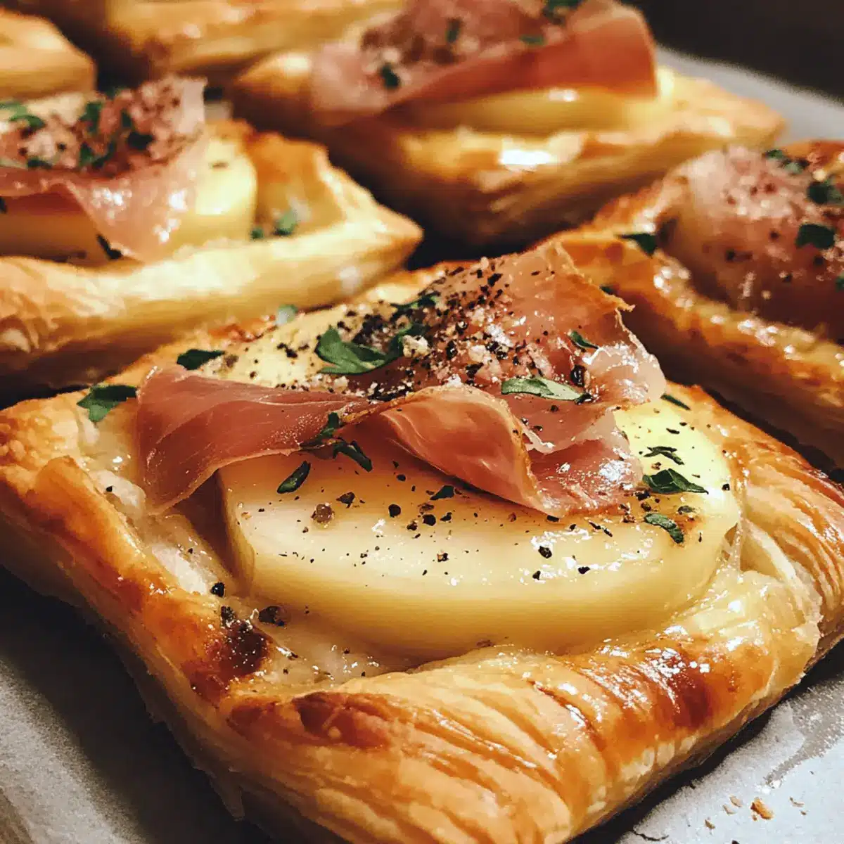 Prosciutto, Pear and Brie Tarts