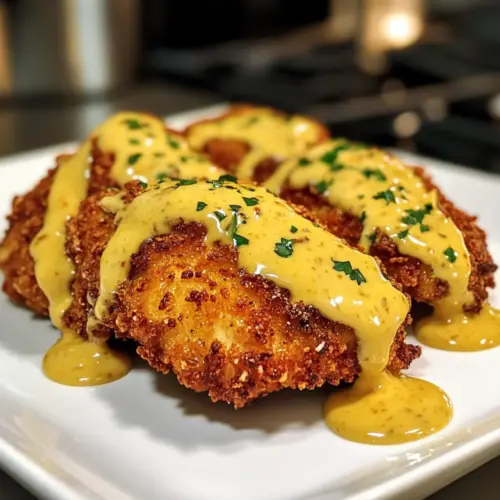 Pretzel Chicken with Mustard-Cheddar Sauce