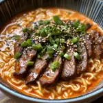 Korean Ramen with Grilled Beef & Creamy Sauce