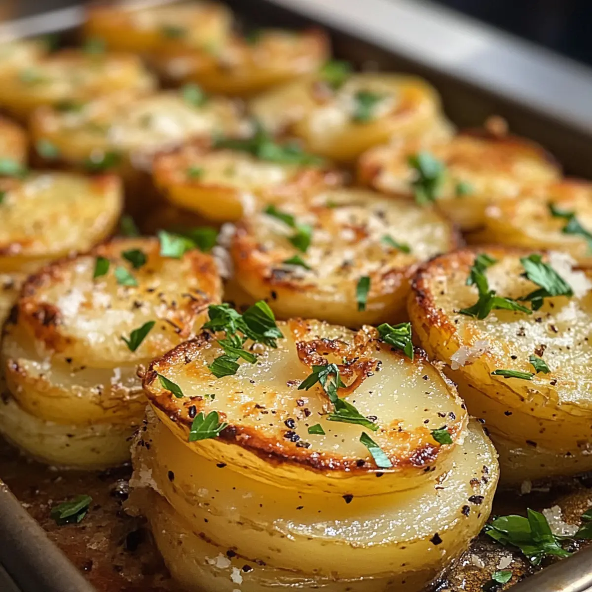 Roasted Garlic Parmesan Potato Stacks