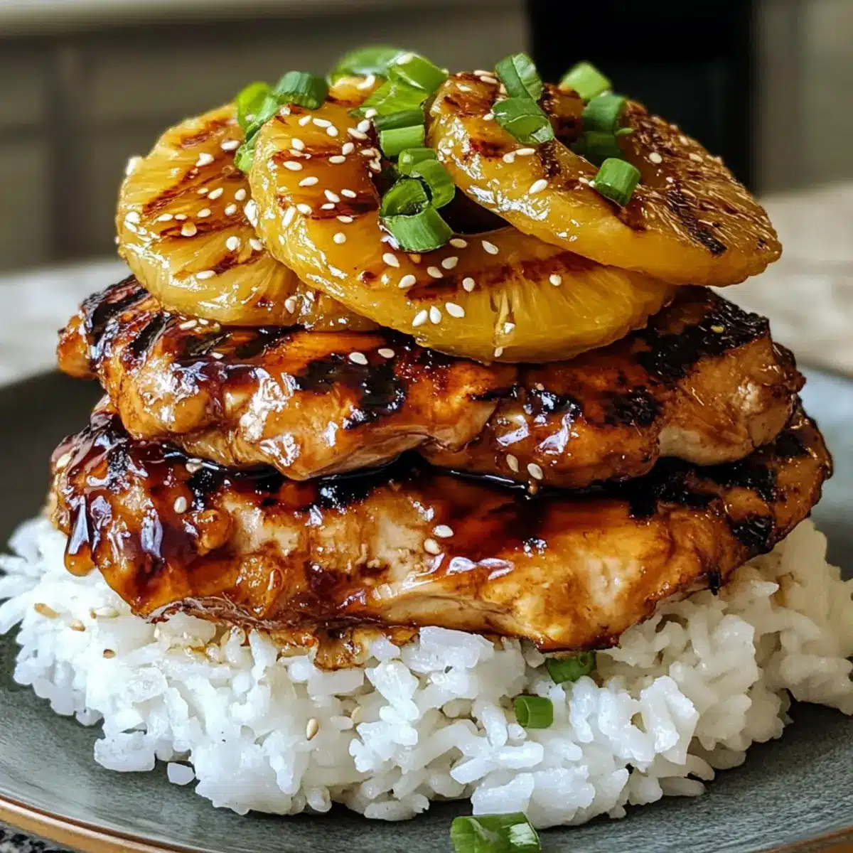 Hawaiian Huli Huli Chicken Stack