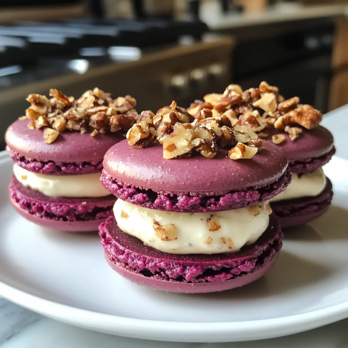 Beet Macarons with Goat Cheese & Walnut