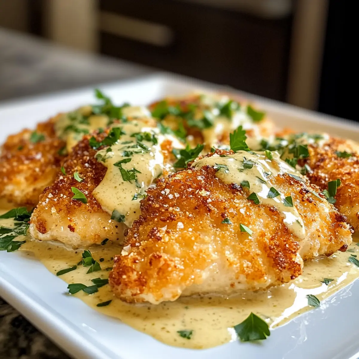 Parmesan Chicken with Garlic Cream Sauce