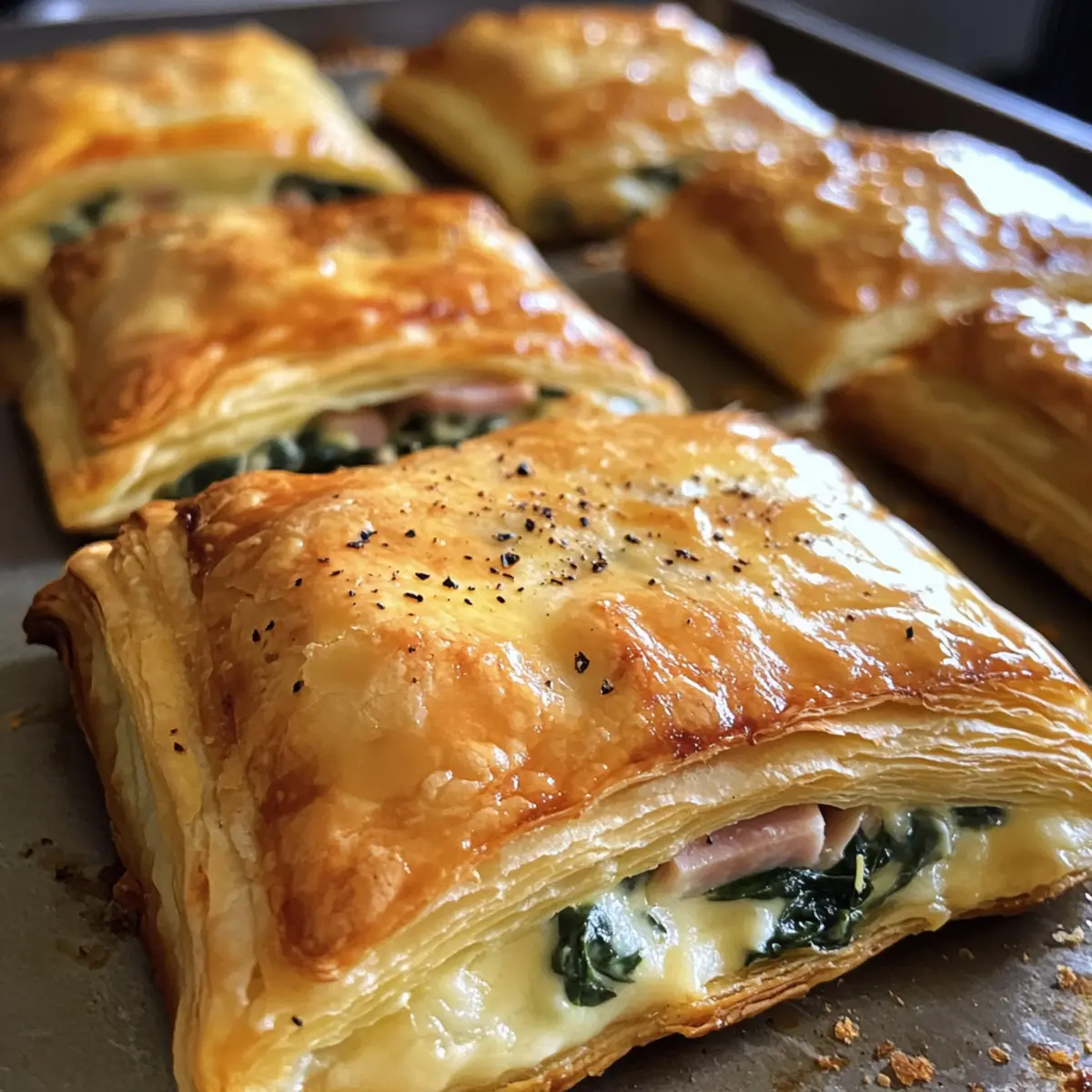 Ham Cheese & Spinach Puffs