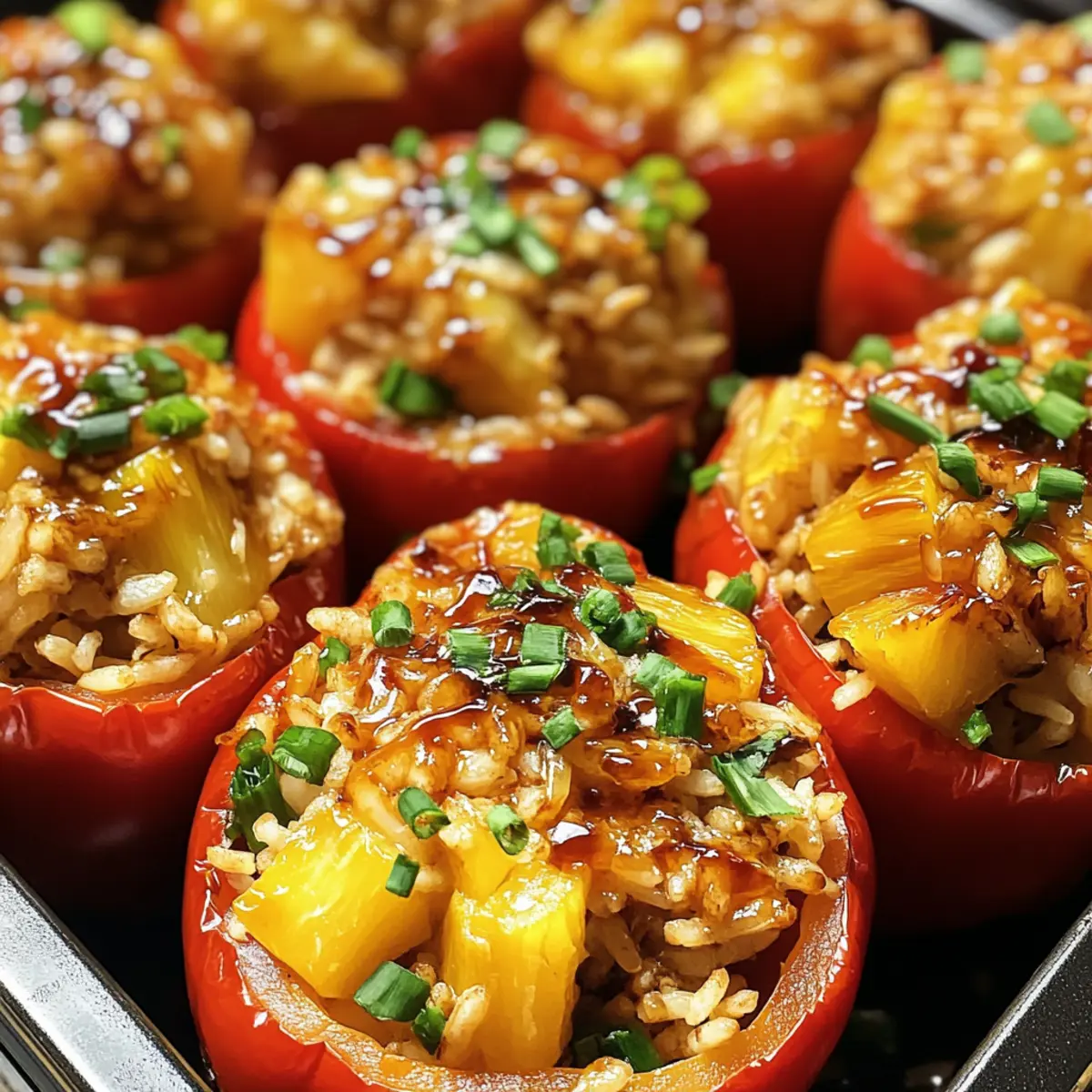 Teriyaki Pineapple Chicken and Rice Stuffed Peppers