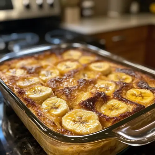 Overnight Baked Banana French Toast Casserole