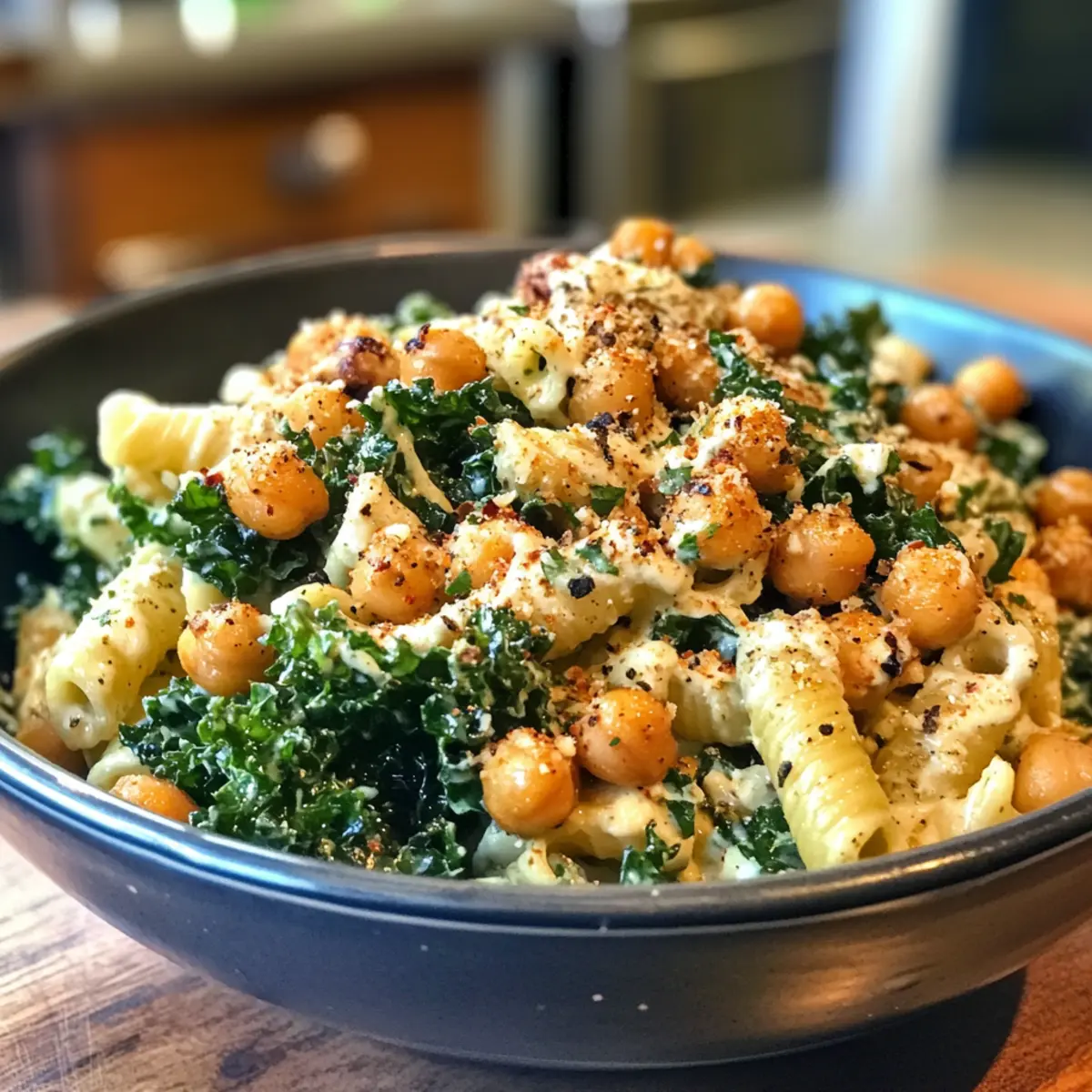 Kale Caesar Pasta Salad